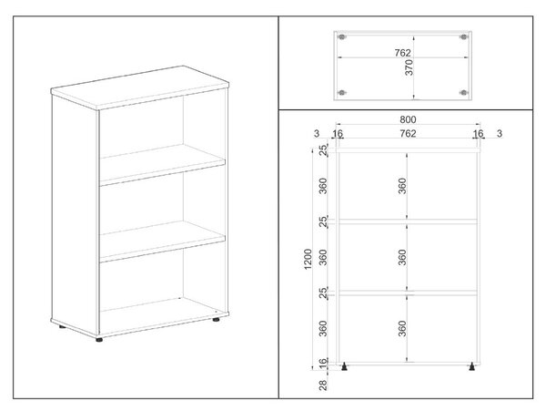 Dulap mediu SimpleOffice 80 x 40 x 120 cm, gri