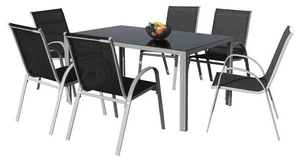 Set de gradina Lucio 2, dreptunghi - 6 locuri, negru/gri