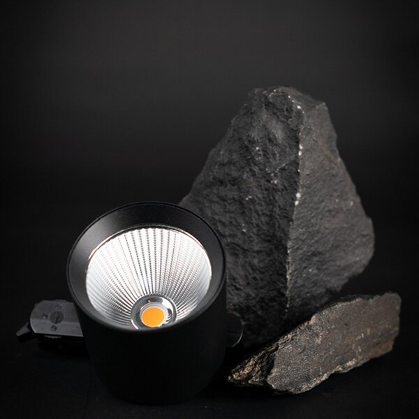The Light Group Spot de șină SLC LED Fox, negru, 3.000 K, trifazată, Negru, Camera de zi / sufragerie, Aluminiu