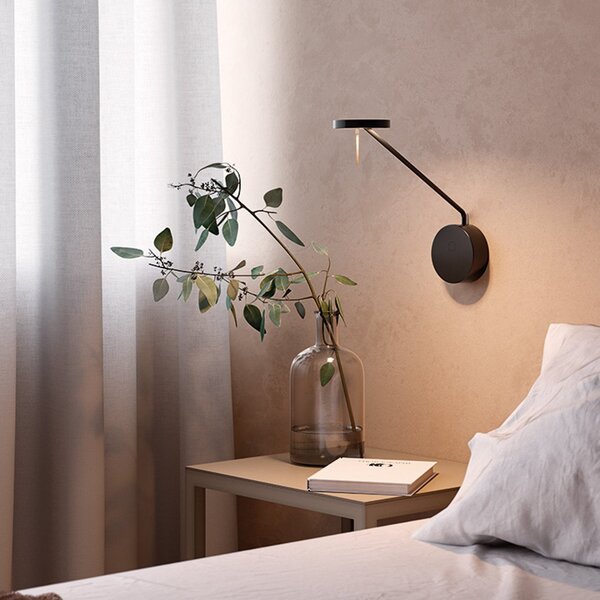 LEDS-C4 Aplică de perete LED Invisible Reader, 3000K, adâncime 37,4 cm, Negru, Camera de zi / sufragerie, Metal, Modern