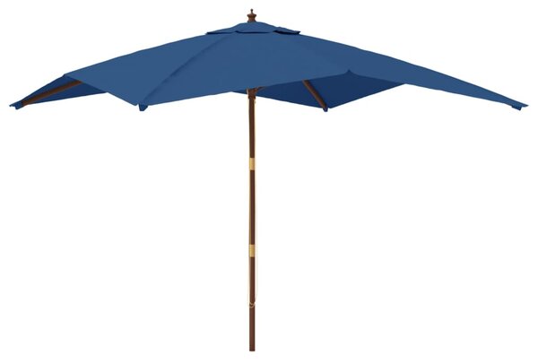 Umbrelă de grădină stâlp din lemn, albastru azur 300x300x273 cm