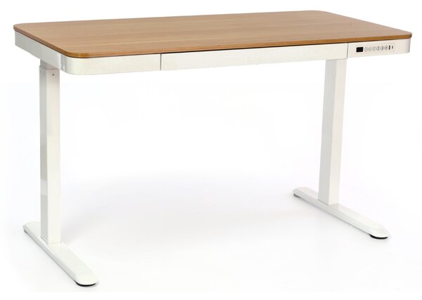 Masa inaltime reglabila OfficeTech 3, 120 x 60 cm, alb / stejar