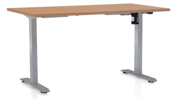 Masa inaltime reglabila OfficeTech A, 120 x 80 cm, bază gri, fag