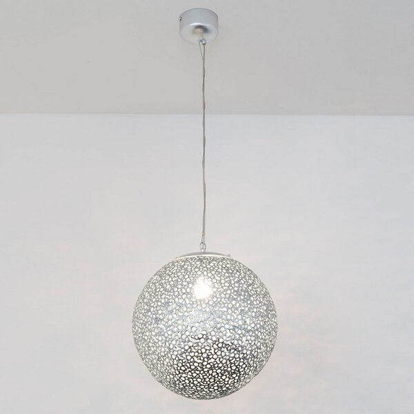Holländer Lampă suspendată Utopistico pe argintiu Ø 40 cm, reglabil, Metalic, Camera de zi / sufragerie, Metal, Modern, glob