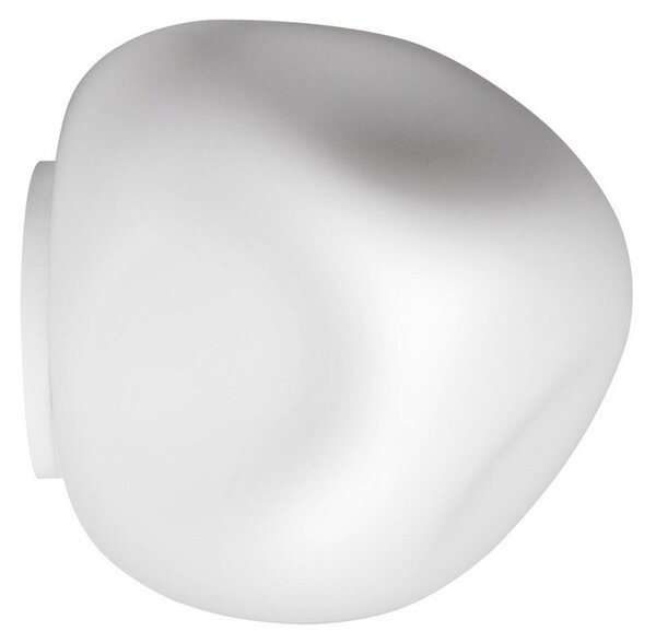 Foscarini plafonieră Hoba Media, Ø 25 cm, alb, sticlă, reglabil, Alb, Camera de zi / sufragerie, Sticlă, Design