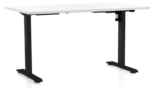 Masa inaltime reglabila OfficeTech A, 140 x 80 cm, bază neagră, alb