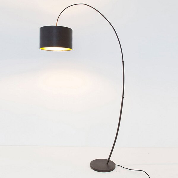 Holländer Lampă de podea arc bambus Arco, maro-negru auriu, Negru, Camera de zi / sufragerie, Metal, Modern