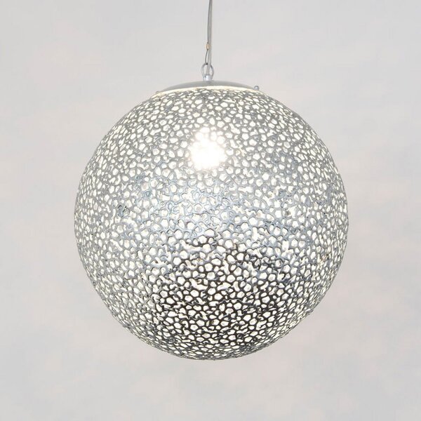 Holländer Lampă suspendată Utopistico pe argintiu Ø 40 cm, reglabil, Metalic, Camera de zi / sufragerie, Metal, Modern, glob