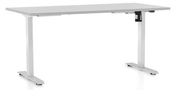 Masa inaltime reglabila OfficeTech A, 160 x 80 cm, bază albă, gri deschis