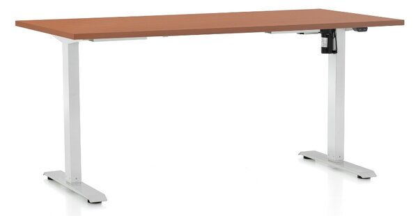 Masa inaltime reglabila OfficeTech A, 160 x 80 cm, bază albă, cireașă