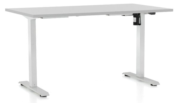 Masa inaltime reglabila OfficeTech A, 120 x 80 cm, bază albă, gri deschis