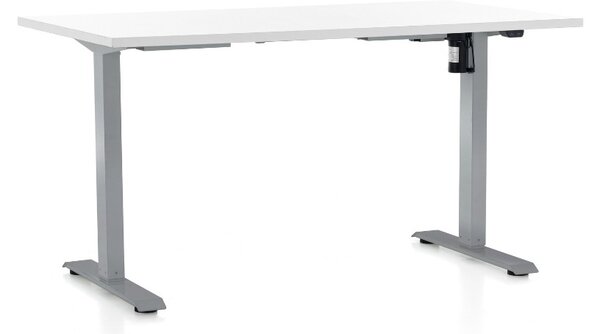 Masa inaltime reglabila OfficeTech A, 120 x 80 cm, bază gri, alb