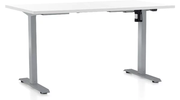 Masa inaltime reglabila OfficeTech A, 120 x 80 cm, bază gri, alb