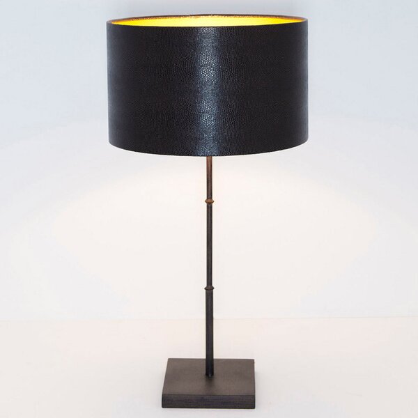 Holländer Lampă de masă bambus, maro-negru auriu, Negru, Camera de zi / sufragerie, Metal, Modern
