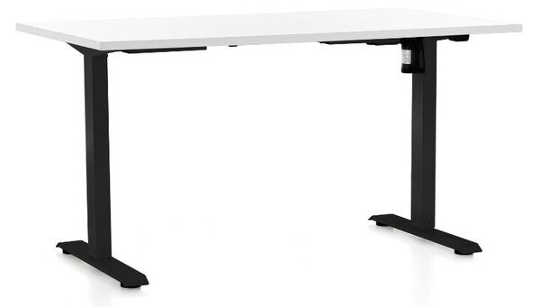 Masa inaltime reglabila OfficeTech A, 120 x 80 cm, bază neagră, alb