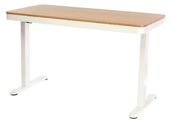 Masa inaltime reglabila OfficeTech 3, 120 x 60 cm, alb / stejar