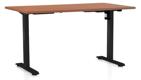 Masa inaltime reglabila OfficeTech A, 120 x 80 cm, bază neagră, cireașă