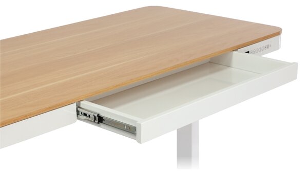 Masa inaltime reglabila OfficeTech 3, 120 x 60 cm, alb / stejar