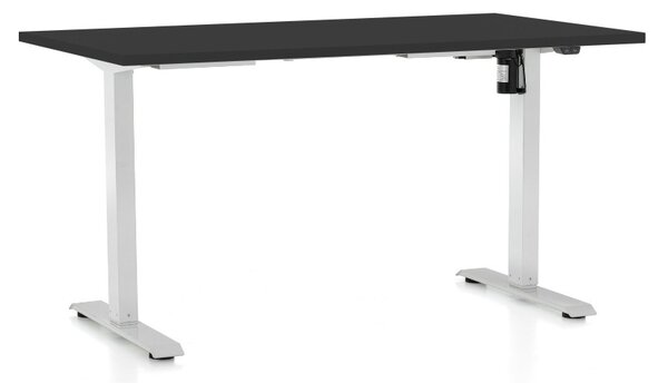 Masa inaltime reglabila OfficeTech A, 140 x 80 cm, bază albă, negru