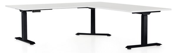 Masa inaltime reglabila OfficeTech Angle, 180 x 200 cm, bază neagră, alb