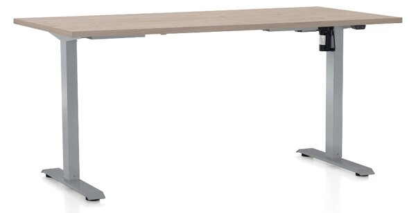 Masa inaltime reglabila OfficeTech A, 160 x 80 cm, bază gri, stejar