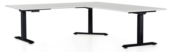 Masa inaltime reglabila OfficeTech Angle, 180 x 200 cm, bază neagră, gri deschis
