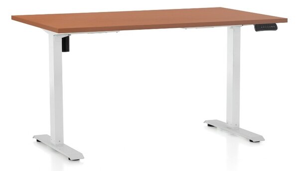 Masa inaltime reglabila OfficeTech B, 120 x 80 cm, bază albă, cireașă