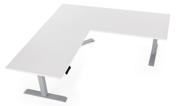 Masa inaltime reglabila OfficeTech Angle, 180 x 200 cm, bază gri, alb