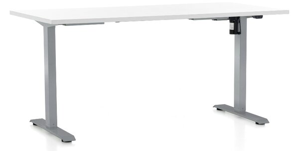 Masa inaltime reglabila OfficeTech A, 160 x 80 cm, bază gri, alb