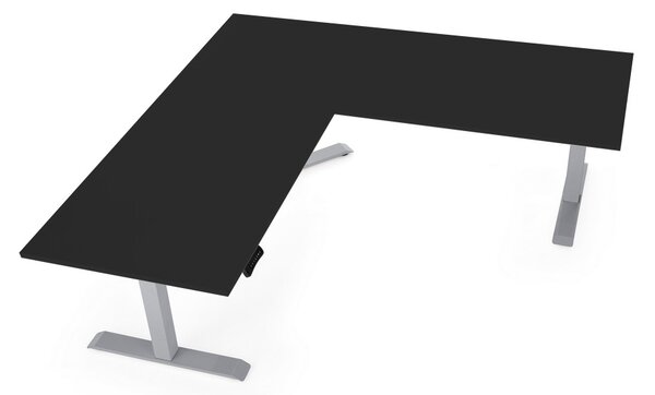 Masa inaltime reglabila OfficeTech Angle, 180 x 200 cm, bază gri, negru