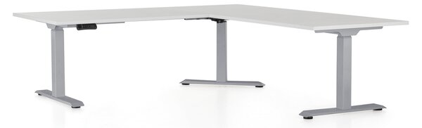 Masa inaltime reglabila OfficeTech Angle, 180 x 200 cm, bază gri, gri deschis