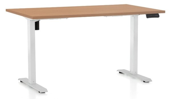 Masa inaltime reglabila OfficeTech B, 120 x 80 cm, bază albă, fag
