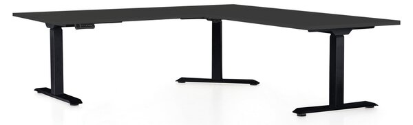Masa inaltime reglabila OfficeTech Angle, 180 x 200 cm, bază neagră, negru