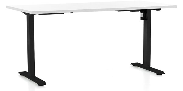 Masa inaltime reglabila OfficeTech A, 160 x 80 cm, bază neagră, alb