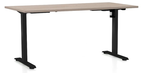 Masa inaltime reglabila OfficeTech A, 160 x 80 cm, bază neagră, stejar