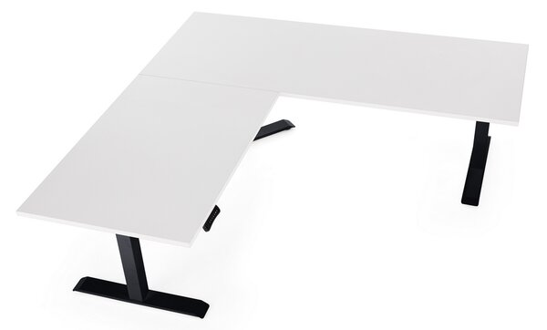 Masa inaltime reglabila OfficeTech Angle, 180 x 200 cm, bază neagră, alb