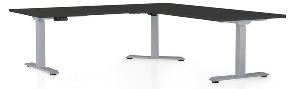 Masa inaltime reglabila OfficeTech Angle, 180 x 200 cm, bază gri, negru
