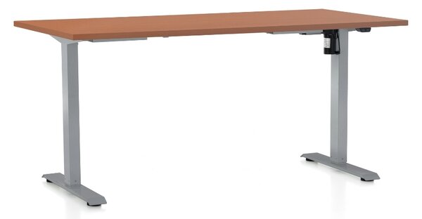 Masa inaltime reglabila OfficeTech A, 160 x 80 cm, bază gri, cireașă