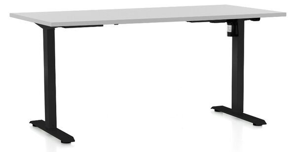 Masa inaltime reglabila OfficeTech A, 160 x 80 cm, bază neagră, gri deschis