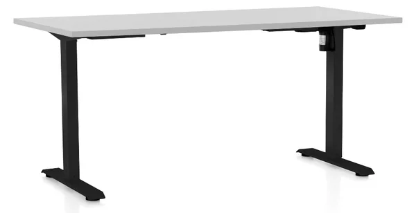 Masa inaltime reglabila OfficeTech A, 160 x 80 cm, bază neagră, gri deschis