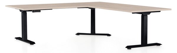 Masa inaltime reglabila OfficeTech Angle, 180 x 200 cm, bază neagră, stejar