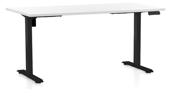 Masa inaltime reglabila OfficeTech B, 160 x 80 cm, bază neagră, alb