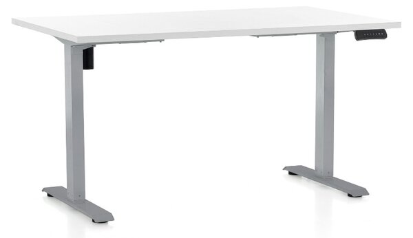 Masa inaltime reglabila OfficeTech B, 120 x 80 cm, bază gri, alb