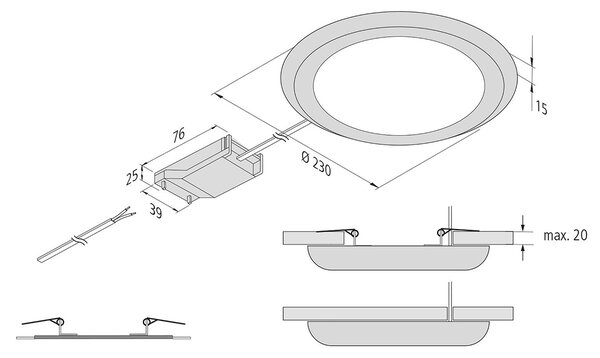 Hera Lampă LED FR 65/205 aplicată/încastr., crom, 2700K, reglabil, Gri, Camera de zi / sufragerie, Plastic, Modern, Plafon rotund direct