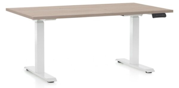 Masa inaltime reglabila OfficeTech C, 120 x 80 cm, bază albă, stejar