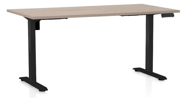 Masa inaltime reglabila OfficeTech B, 160 x 80 cm, bază neagră, stejar