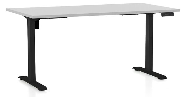 Masa inaltime reglabila OfficeTech B, 160 x 80 cm, bază neagră, gri deschis