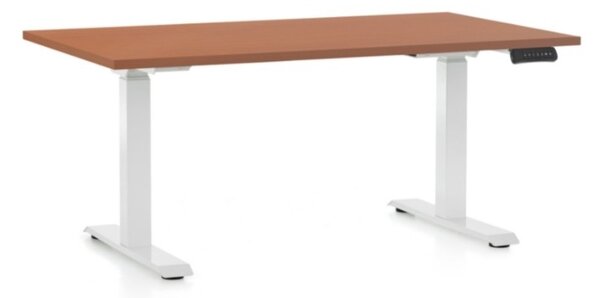 Masa inaltime reglabila OfficeTech C, 120 x 80 cm, bază albă, cireașă