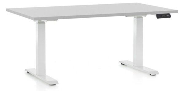 Masa inaltime reglabila OfficeTech C, 120 x 80 cm, bază albă, gri deschis