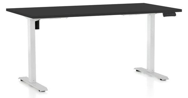 Masa inaltime reglabila OfficeTech B, 160 x 80 cm, bază albă, negru
